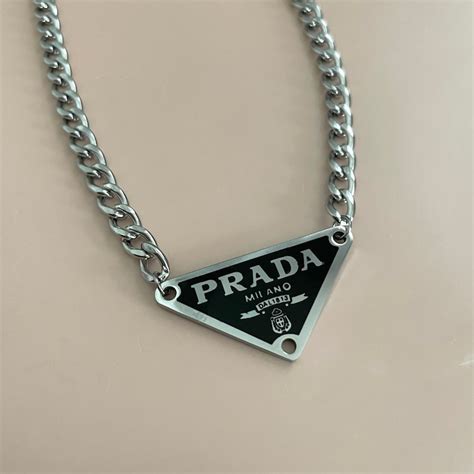 prada necklace ebay|Prada necklace triangle price.